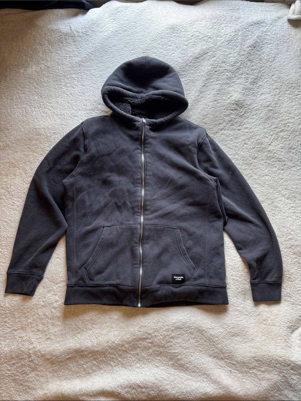 Abercrombie & Fitch Men's Charcoal Zip-Up Hoodie